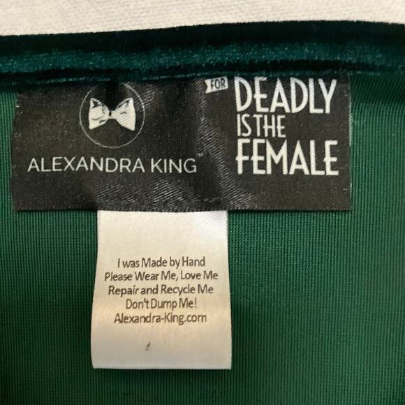 Alexander King For Deadly is the Female Vintage inspired Green Velvet Gown Dress - Picture 4 of 7
